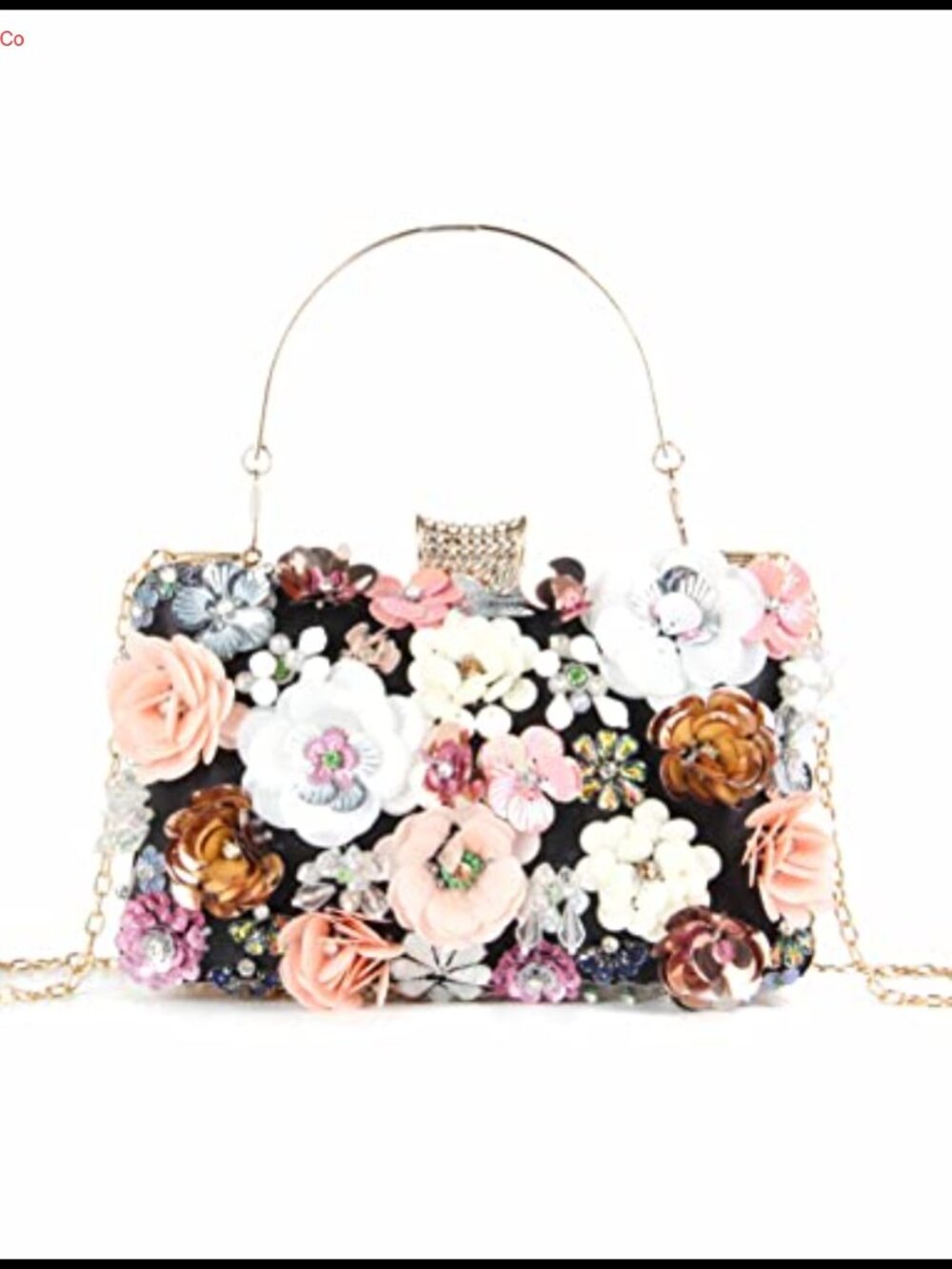 Elegant 3D Flower Evening Clutch with Chain Strap Wristlet